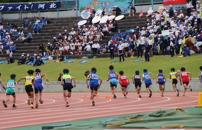 6年男子８００ｍ　会場中の大声援を受けながら